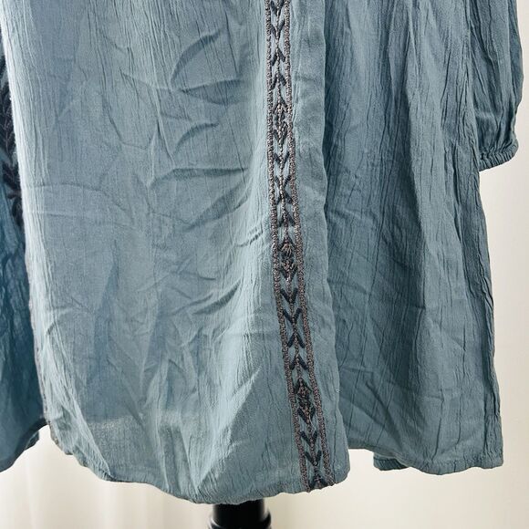 Jessica Simpson Blue Embroidered Boho Hippie Flowy Soft Comfy Dress - Large - Picture 4 of 9